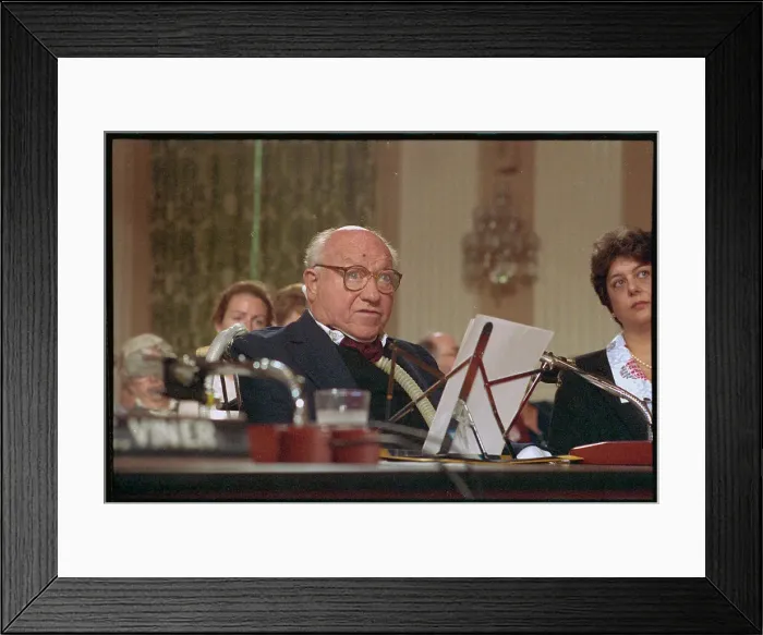 Framed Print : Senator Jacob Javits at House Selection Committee Meeting Framed Print : Senator Jacob Javits at House Selection Committee Meeting