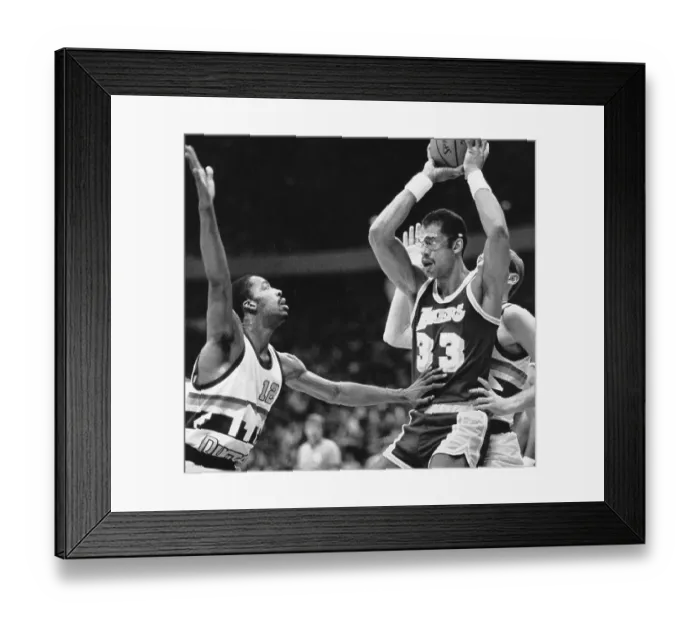 Framed Print : Lakers Abdul-Jabbar Playing the Nuggets Framed Print : Lakers Abdul-Jabbar Playing the Nuggets