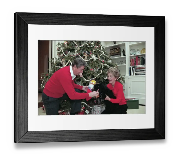 Framed Print : President and Nancy Reagan Playing with Their Puppy