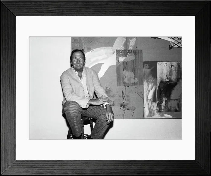 Framed Print : Robert Rauschenberg Sits In Front / Painti Framed Print : Robert Rauschenberg Sits In Front / Painti