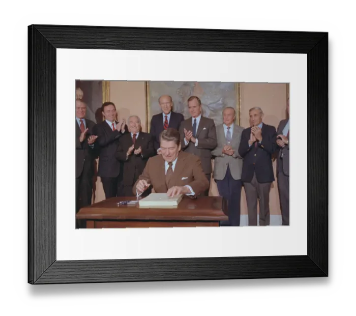 Framed Print : Ronald Reagan After Signing Bill Framed Print : Ronald Reagan After Signing Bill
