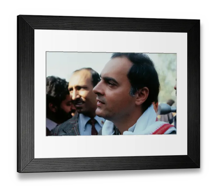 Framed Print : Prime Minister Rajiv Gandhi at Union Carbide Plant Accident Rally Framed Print : Prime Minister Rajiv Gandhi at Union Carbide Plant Accident Rally