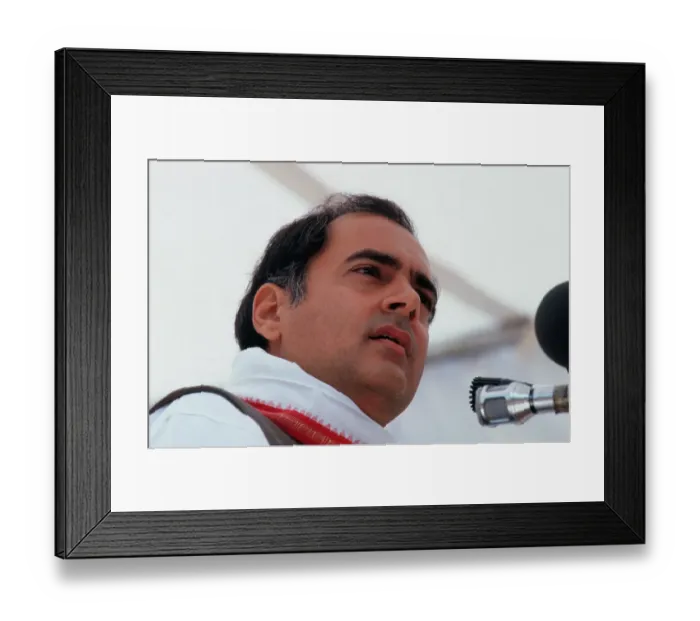 Framed Print : Prime Minister Rajiv Gandhi at Union Carbide Plant Accident Rally Framed Print : Prime Minister Rajiv Gandhi at Union Carbide Plant Accident Rally