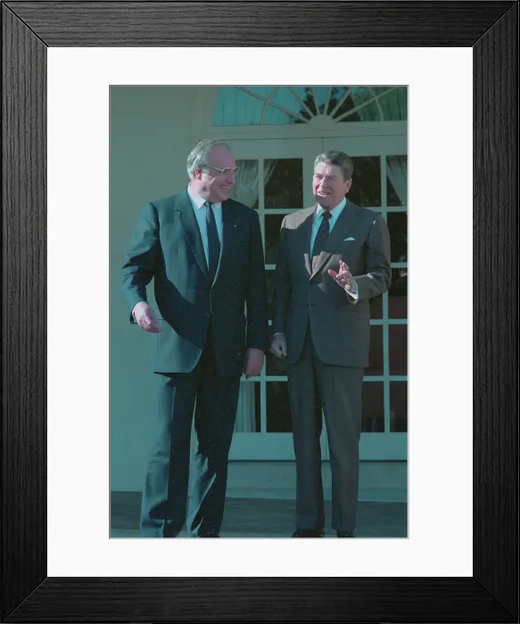 Framed Print : Ronald Reagan and Helmut Kohl Laughing Together Framed Print : Ronald Reagan and Helmut Kohl Laughing Together