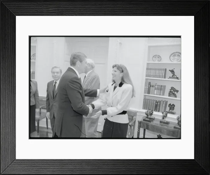 Framed Print : Ronald Reagan Shaking Yasmin Khan's Hand Framed Print : Ronald Reagan Shaking Yasmin Khan's Hand