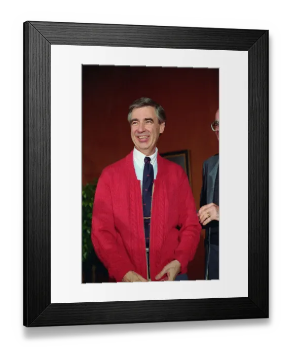 Framed Print : Fred Rogers Donating His Red Sweater Framed Print : Fred Rogers Donating His Red Sweater