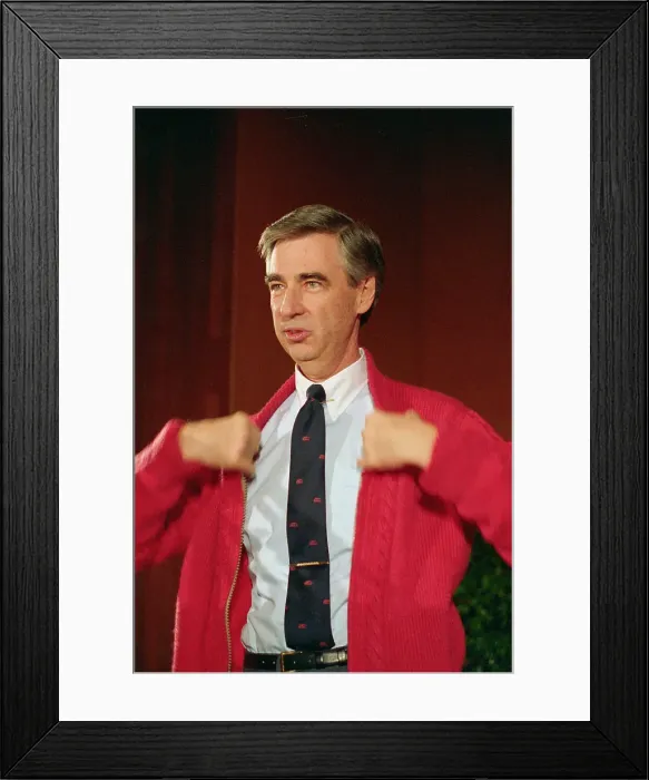 Framed Print : Fred Rogers Donating His Red Sweater Framed Print : Fred Rogers Donating His Red Sweater