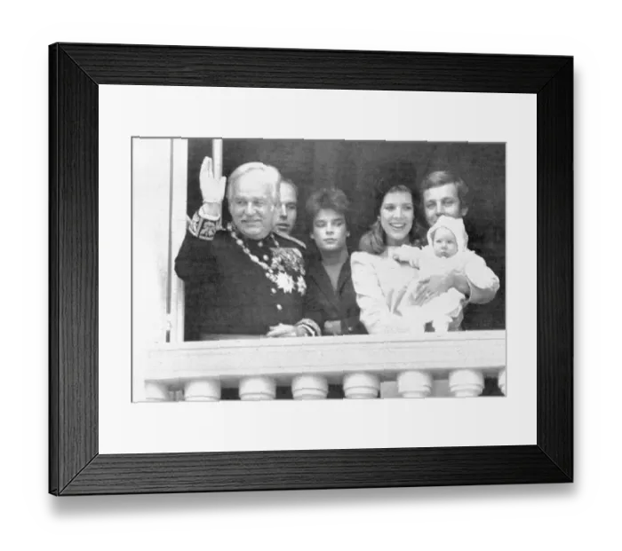 Framed Print : Prince Rainier, Prince Albert, Princess Stephanie, Princess Caroline, Stefano Casiraghi, and Andrea Albert Casiraghi