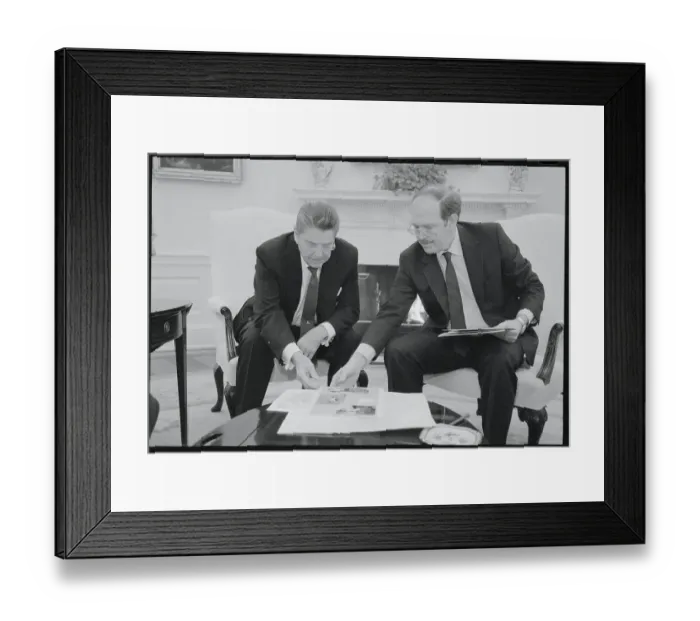 Framed Print : Ronald Reagan Conversing with Peter McPherson Framed Print : Ronald Reagan Conversing with Peter McPherson