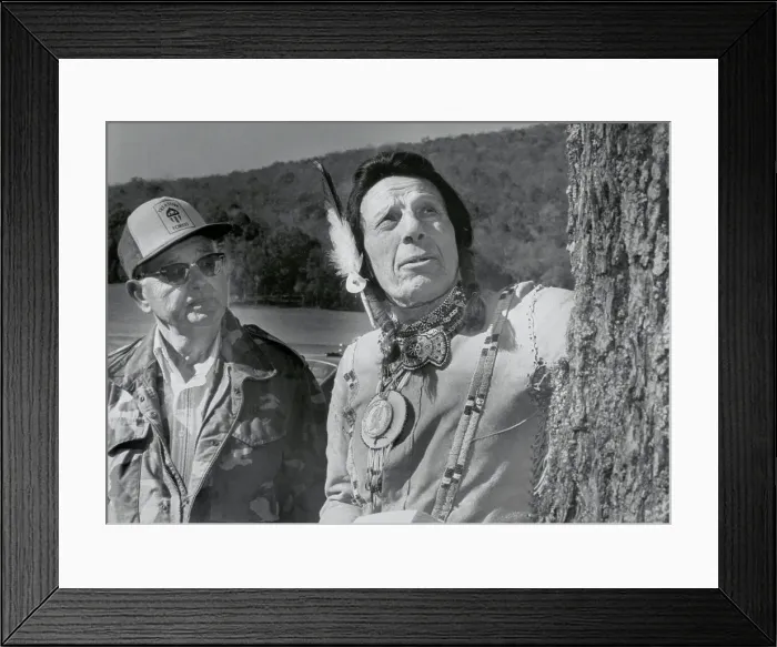 Framed Print : Iron Eyes Cody and Yancy Clemons Inspecting Framed Print : Iron Eyes Cody and Yancy Clemons Inspecting