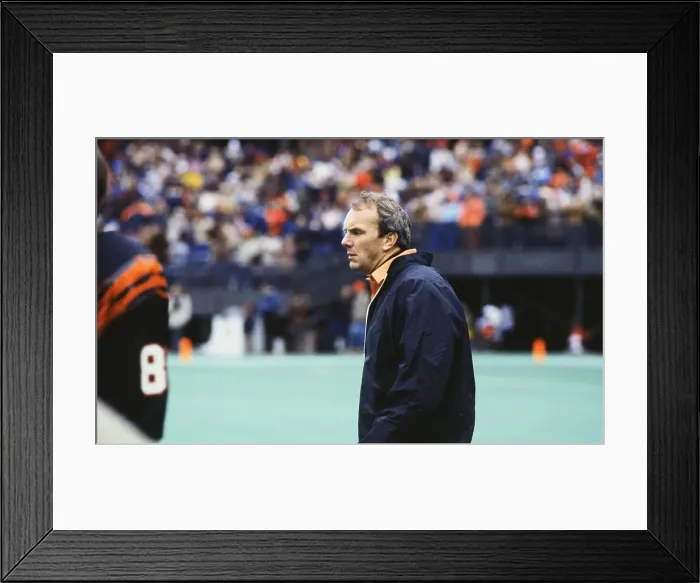 Framed Print : Coach Sam Wyche Anxiously Grimacing During Football Game Framed Print : Coach Sam Wyche Anxiously Grimacing During Football Game
