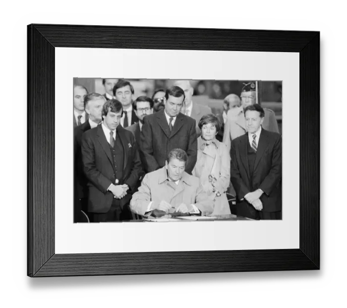 Framed Print : President Reagan Signing Papers Framed Print : President Reagan Signing Papers