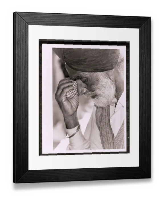 Framed Print : Elderly Sikh Man Wipes Tears from Eyes Framed Print : Elderly Sikh Man Wipes Tears from Eyes