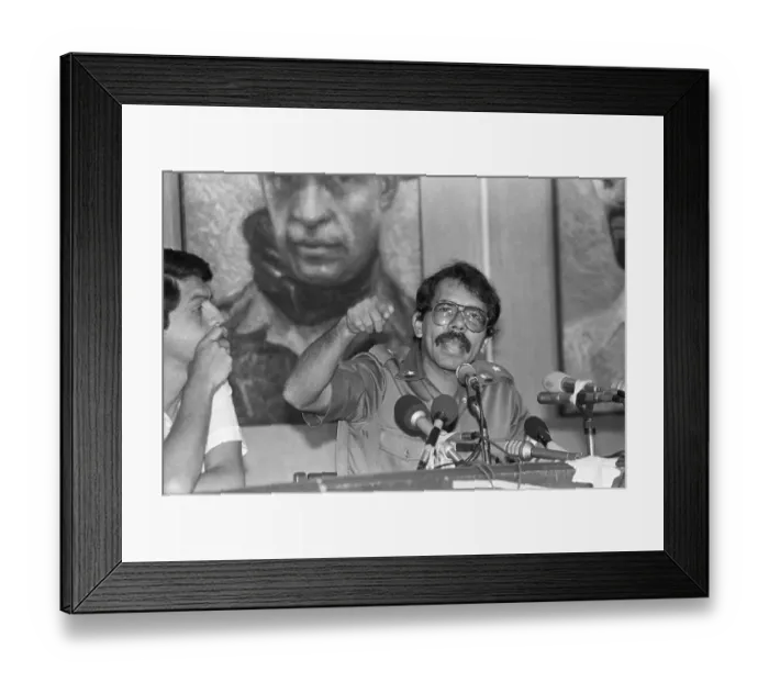 Framed Print : Daniel Ortega Gestures at Press Conference Framed Print : Daniel Ortega Gestures at Press Conference