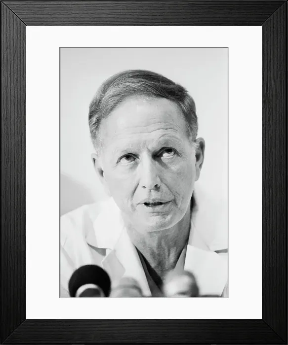 Framed Print : Dr. Denton Cooley Speaking at Press Conference Framed Print : Dr. Denton Cooley Speaking at Press Conference