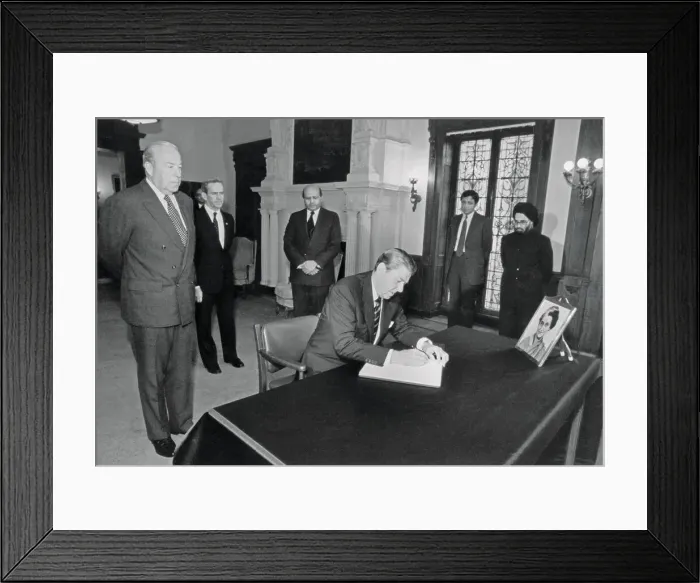 Framed Print : Ronald Reagan Signing Condolence Book Framed Print : Ronald Reagan Signing Condolence Book