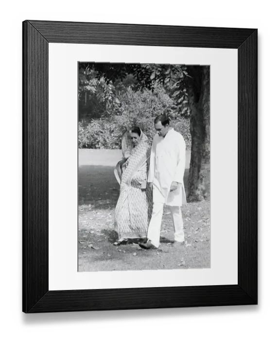 Framed Print : Indira and Rajiv Gandhi Talk in Garden Framed Print : Indira and Rajiv Gandhi Talk in Garden