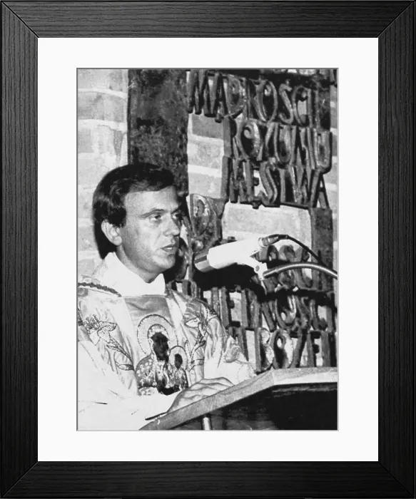 Framed Print : Jerzy Popieluszko Speaking at Microphones Framed Print : Jerzy Popieluszko Speaking at Microphones