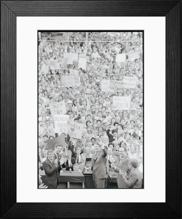 Framed Print : President Reagan Waving to Supporters Framed Print : President Reagan Waving to Supporters