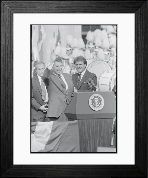 Framed Print : President Reagan Raising His Hand Framed Print : President Reagan Raising His Hand