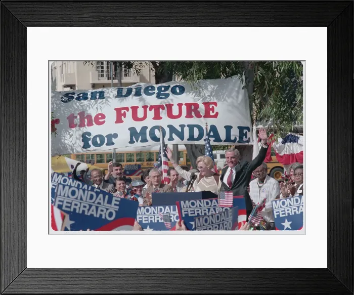 Framed Print : Joan Kroc at Podium During Walter Mondale Rally Framed Print : Joan Kroc at Podium During Walter Mondale Rally