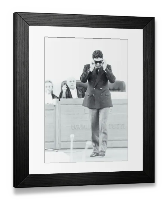 Framed Print : Suspect Tommaso Buscetta Adjusting His Eyeglasses in Court Framed Print : Suspect Tommaso Buscetta Adjusting His Eyeglasses in Court