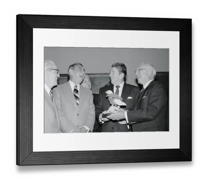 Framed Print : David Werblin Presenting Award to President Reagan Framed Print : David Werblin Presenting Award to President Reagan