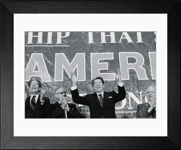 Framed Print : Woody Hayes Applauding President Reagan Framed Print : Woody Hayes Applauding President Reagan