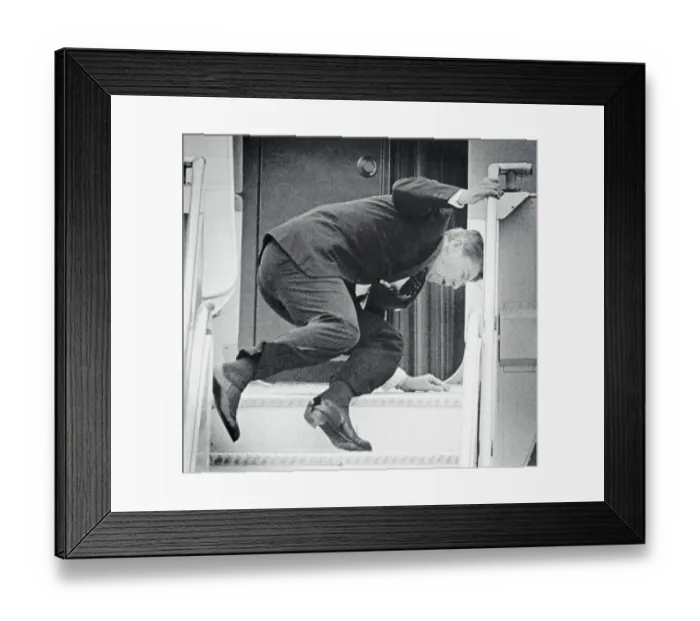 Framed Print : President Reagan Falling Down Stairs Framed Print : President Reagan Falling Down Stairs