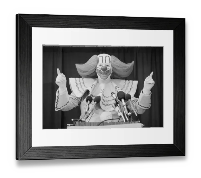 Framed Print : Bozo the Clown Campaigning for President Framed Print : Bozo the Clown Campaigning for President