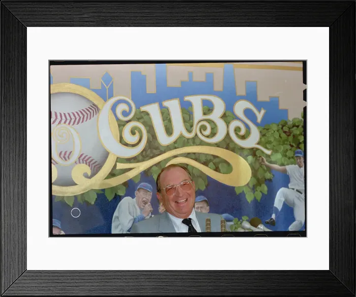 Framed Print : Chicago Cubs Manager Jim Frey at Microphones Framed Print : Chicago Cubs Manager Jim Frey at Microphones