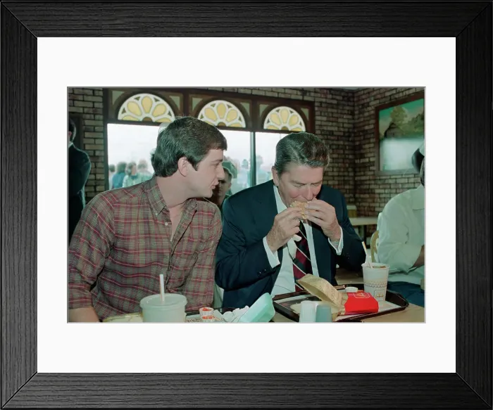 Framed Print : President Ronald Reagan Eats Big Mac Framed Print : President Ronald Reagan Eats Big Mac