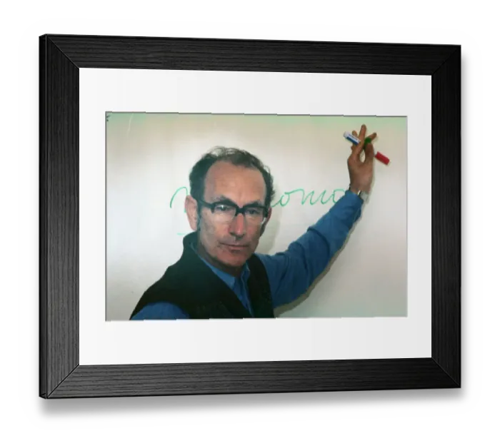 Framed Print : Cesar Milstein Writing on Whiteboard Framed Print : Cesar Milstein Writing on Whiteboard