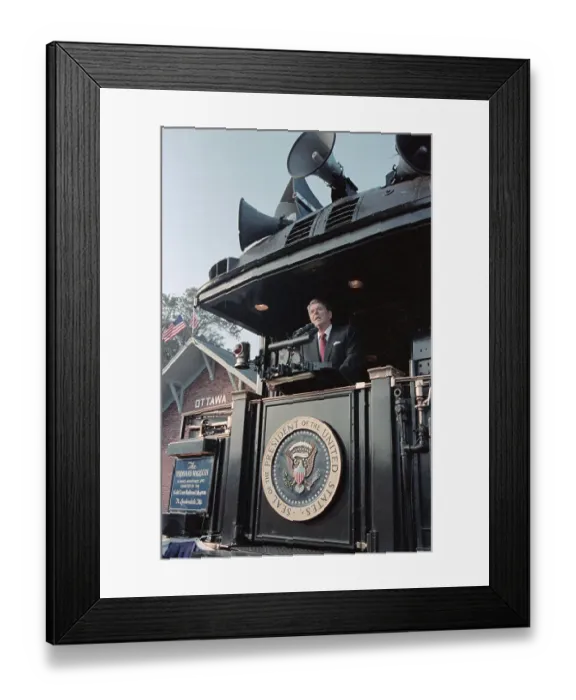 Framed Print : Ronald Reagan on Whistle Stop Tour
