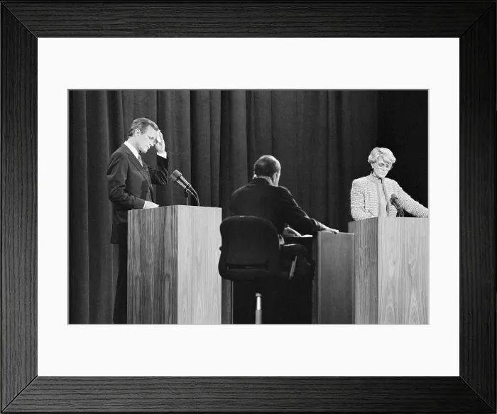Framed Print : George Bush and Geraldine Ferraro During Debate Framed Print : George Bush and Geraldine Ferraro During Debate