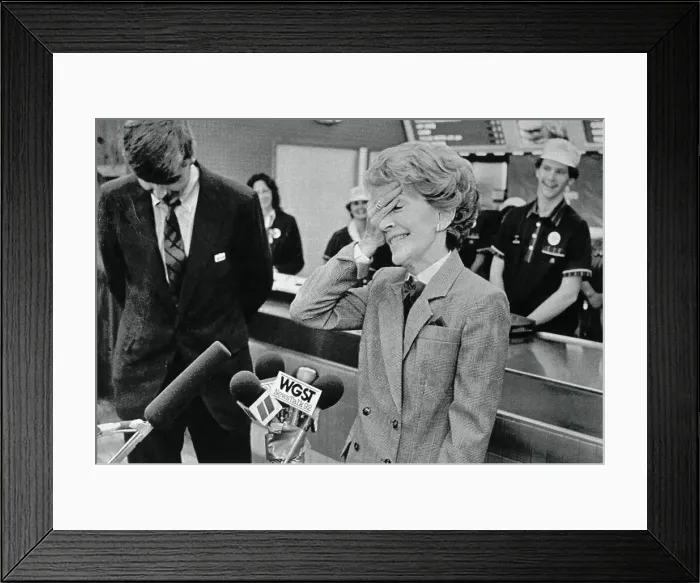 Framed Print : Nancy Reagan Covering Her Face Framed Print : Nancy Reagan Covering Her Face