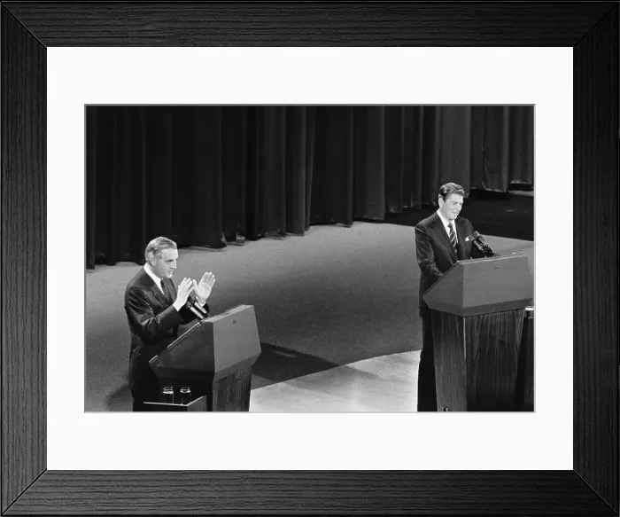 Framed Print : Ronald Reagan and Walter Mondale Debating Framed Print : Ronald Reagan and Walter Mondale Debating