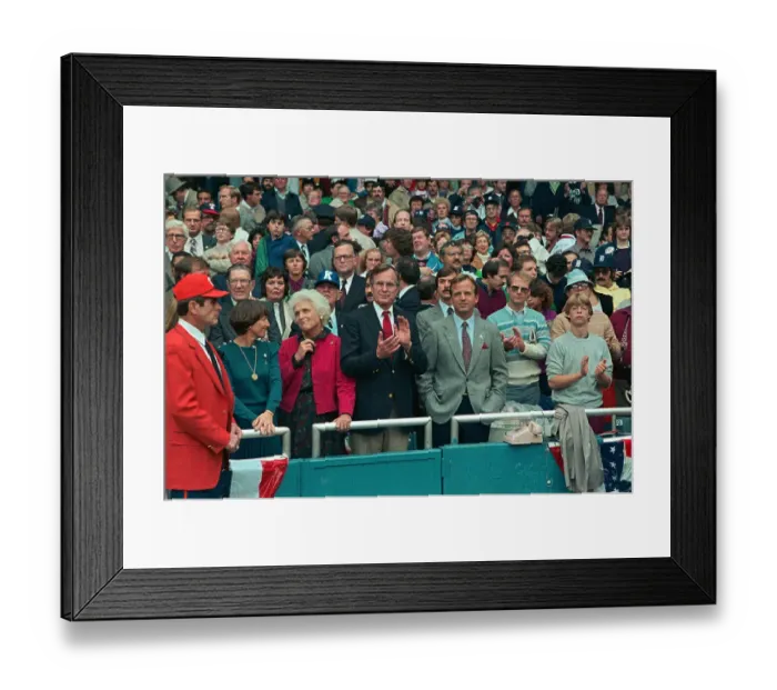 Framed Print : George Bush Clapping at the World Series Framed Print : George Bush Clapping at the World Series