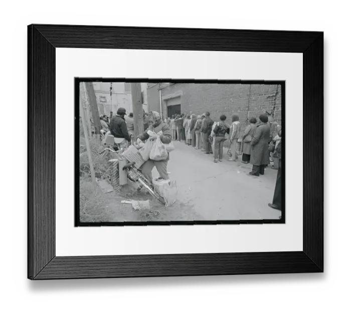 Framed Print : Hundreds Wait for Free Food in Detroit Framed Print : Hundreds Wait for Free Food in Detroit