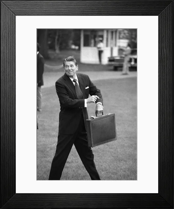 Framed Print : President Reagan Pointing to His Watch Framed Print : President Reagan Pointing to His Watch