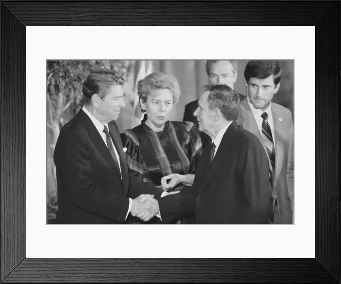 Framed Print : Ronald Reagan and Jeane Kirkpatrick meet Andrei Gromyko Framed Print : Ronald Reagan and Jeane Kirkpatrick meet Andrei Gromyko