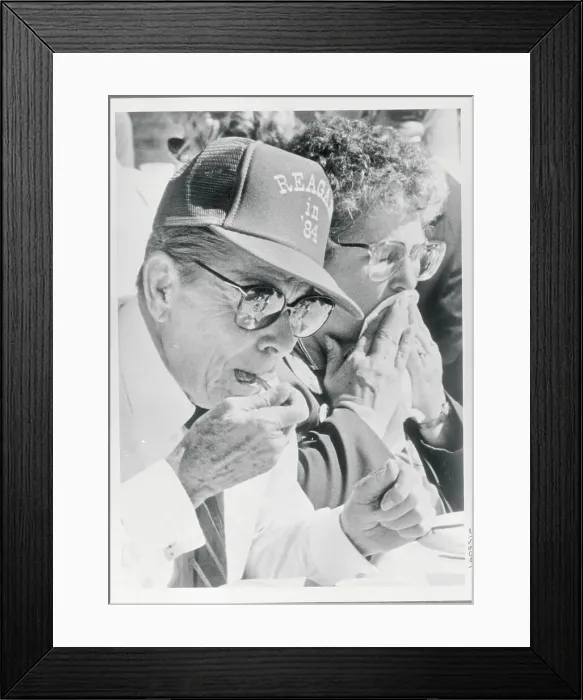 Framed Print : Reagan Eating at Picnic