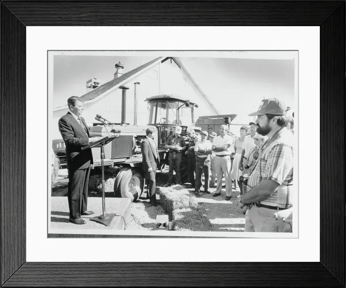 Framed Print : Ronald Reagan Speaking to Farmers Framed Print : Ronald Reagan Speaking to Farmers