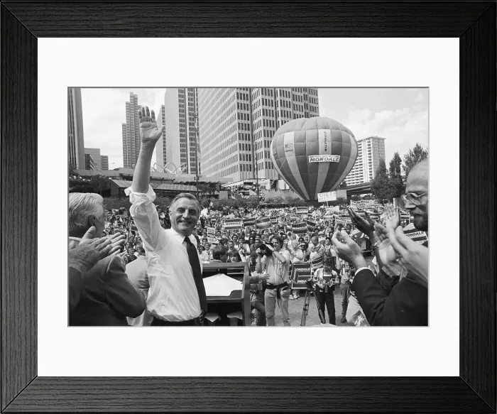 Framed Print : Mondale Waving at a Rally Framed Print : Mondale Waving at a Rally