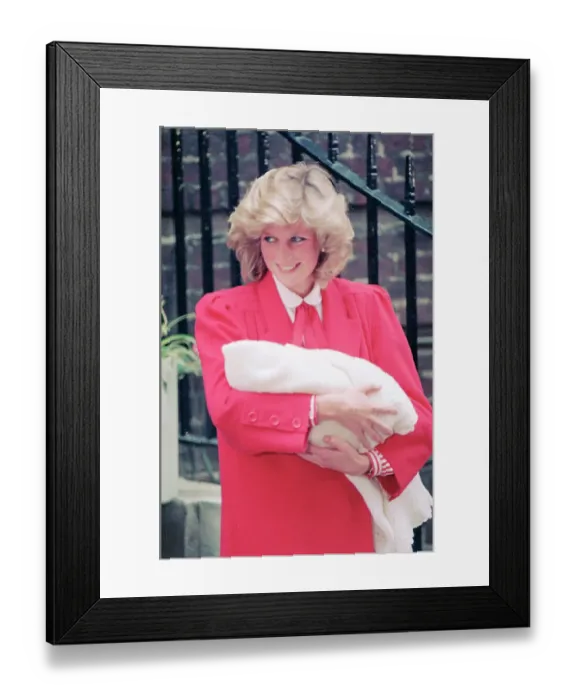 Framed Print : Princess Diana Leaves Hospital with Henry Framed Print : Princess Diana Leaves Hospital with Henry
