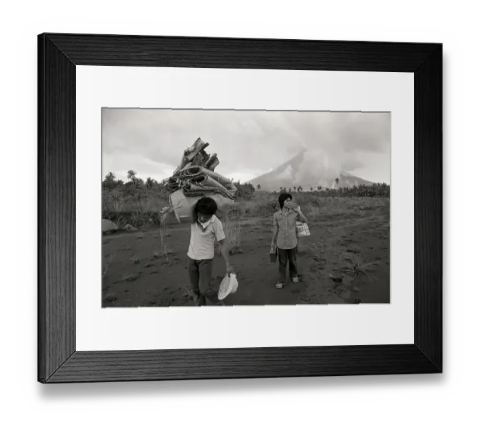 Framed Print : Phillipinos Carry Belonings, Flee Volcano Framed Print : Phillipinos Carry Belonings, Flee Volcano