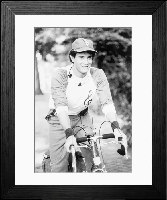 Framed Print : Tom Hanks Riding a Bicycle Framed Print : Tom Hanks Riding a Bicycle