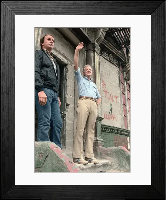 Framed Print : Jimmy Carter Waving from Doorstep