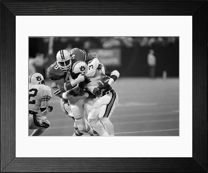 Framed Print : Bo Jackson Being Tackled in College Football Action Framed Print : Bo Jackson Being Tackled in College Football Action
