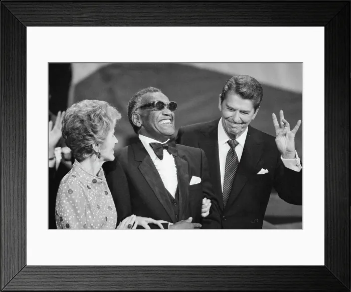 Framed Print : Ronald Reagan and Wife with Ray Charles Framed Print : Ronald Reagan and Wife with Ray Charles